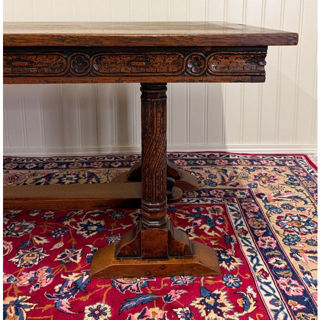 Antique French Renaissance Farmhouse Triple Baluster Dining Table Oak c.1900 For Sale In Dallas - Image 6 of 18