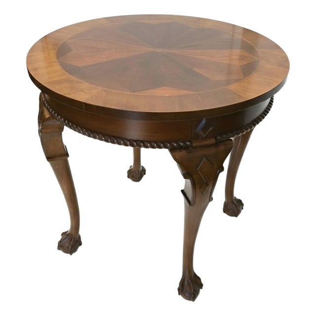 Mahogany Chippendale Side Table - Sunburst Inlay & Claw Feet For Sale