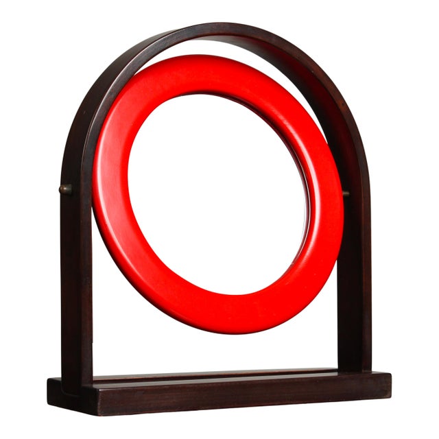 Wood SP63 Sandretta Table Mirror in Red Lacquered Wood by Ettore Sottsass for Poltronova, 1966 For Sale - Image 7 of 18