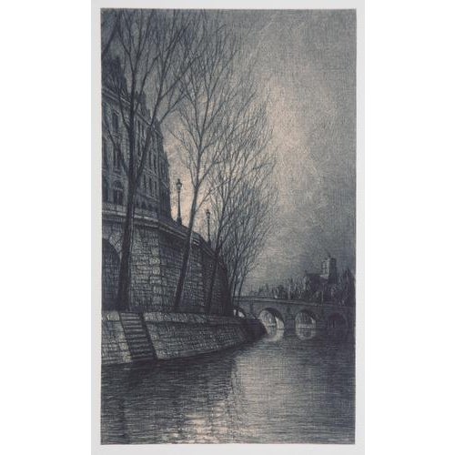 Jean Michel Mathieux-Marie, The Seine, Quai DAnjou, Etching For Sale - Image 3 of 9