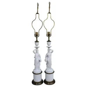 Porcelain Goddess Lamps, Demeter and Iris - a Pair