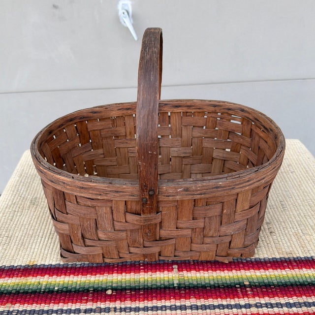 Farmhouse Antique Rectangular Split Oak Gathering Basket, Circa 1900 For Sale - Image 3 of 12
