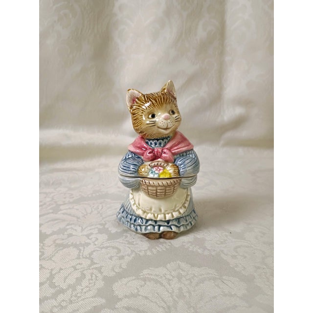 Cat Tea Set Japanese Otagiri Mrs Whiskers 4 Piece Kitchy Sugar Teapot Creamer Napkin Holder Wind in the Willows Style Quirky Kitchenware For Sale - Image 10 of 17