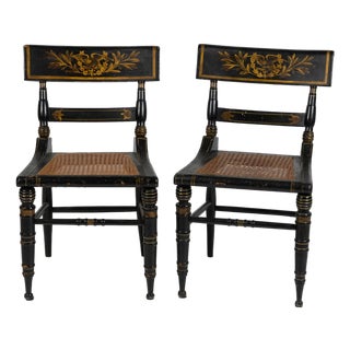 Pair of Classical Paint-Decorated Fancy Side Chairs, C1840 For Sale