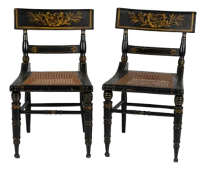 Pair of Classical Paint-Decorated Fancy Side Chairs, C1840