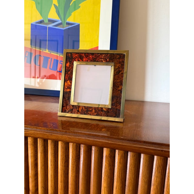 Hollywood regency acrylic glass picture frame Italy 1970s acrylic glass, brass H 20 cm 20 × 7 cm Conditions: excellent...