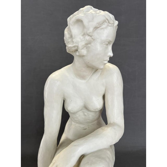 Fritz Klimsch for Rosenthal, Selber art. Porcelain sculpture of a crouching woman, signed from around 1940. measures 42 x...