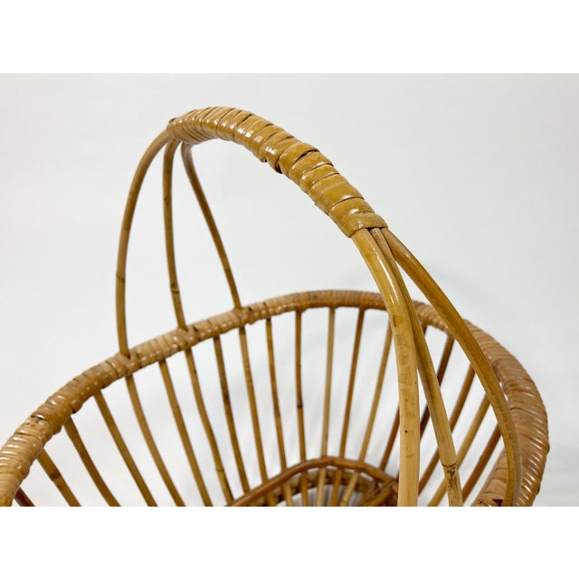 Vintage Rattan Handled Basket For Sale In Kansas City - Image 6 of 7