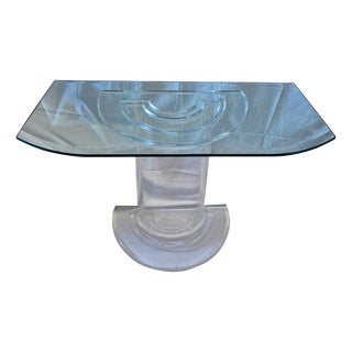 Mid-Century Design Console Table in Transparent Acrylic glass with Crystal Top, 1970s For Sale