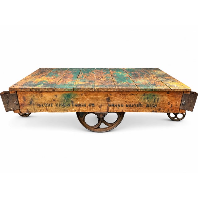 An exceptional early 20th-century American industrial factory cart manufactured by Globe Vise & Truck Co. of Grand Rapids,...