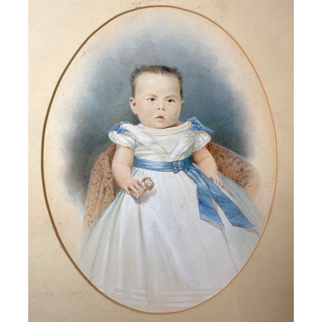 Up for sale is a wonderful antique 19th century original baby girl painting. It's painted with a realistic approach on...