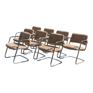 Vintage Dining Chairs Steelcase Cantilever Armchairs Modern Dining Set Steelcase Vintage Minimalist Chairs Set of 8 Dining Chairs For Sale