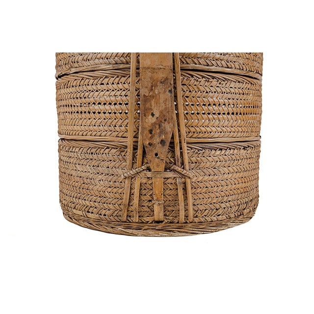 Wood Vintage Antique 3 (Three) Tier Chinese Wedding Basket (Warm Brown) For Sale - Image 7 of 13