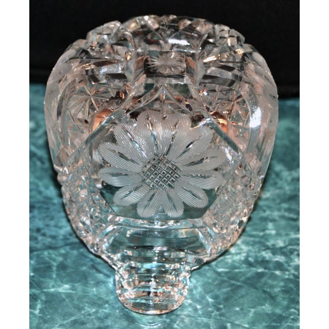 Early 20th Century American Brilliant Period Etched Cut Crystal Creamer Jug Pitcher For Sale - Image 10 of 12