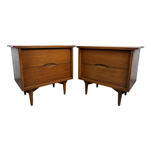 Pair of Mid 20th Century Walnut Nightstands For Sale