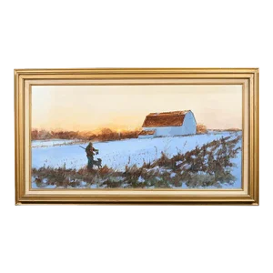 1970s Sunset Hunt Landscape Painting by Ron Raymer
