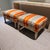 Wood Pair of Hickory Chair Orange and Gray Striped Ottomans For Sale - Image 7 of 10
