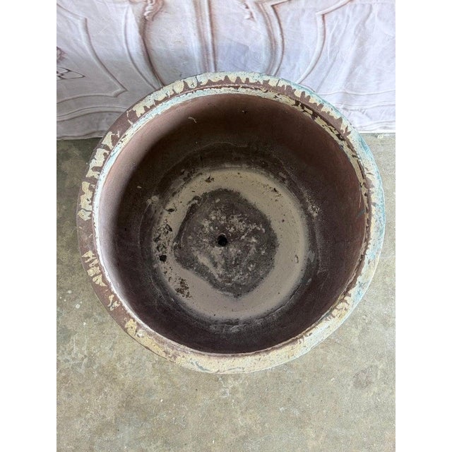 Terra Cotta Garden Urn With Verdigris Patina For Sale - Image 4 of 9