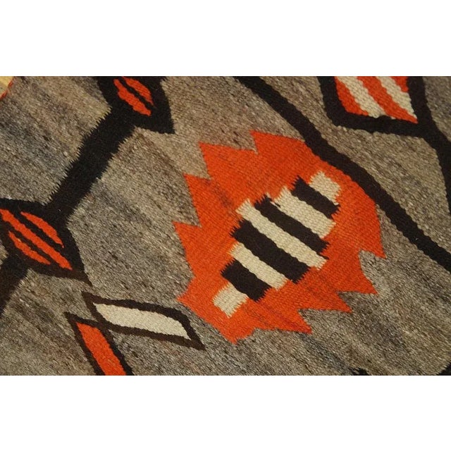 1920s 1920s Gray Storm Tribal Antique American Navajo Rug 4'8"x6'9" Flatweave Wool Carpet For Sale - Image 5 of 11