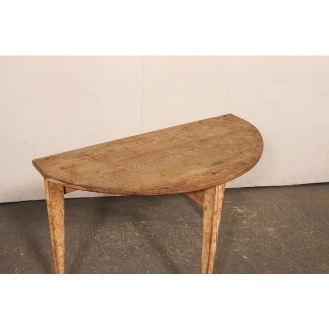 Early 20th Century Swedish Scraped Wood Demi-Lune Table For Sale - Image 10 of 11