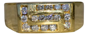 Gentlemen's 18K Geometric Channel Set Diamond Ring