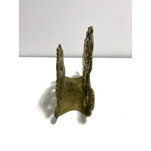 1950s Brass Filigree Letter Holder – Vintage Desk Organizer - Napkin Holder For Sale In Louisville - Image 6 of 11