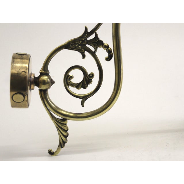 French Art Deco Sconce with Brass Fixture and Glass Shade, 1930s For Sale - Image 6 of 8