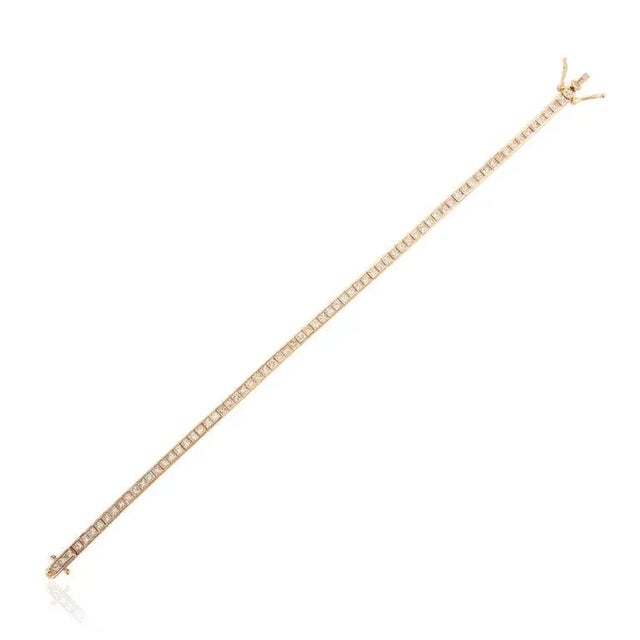 18k Yellow Gold 4.42 Carat Round Cut Diamond Tennis Bracelet For Sale In New York - Image 6 of 7