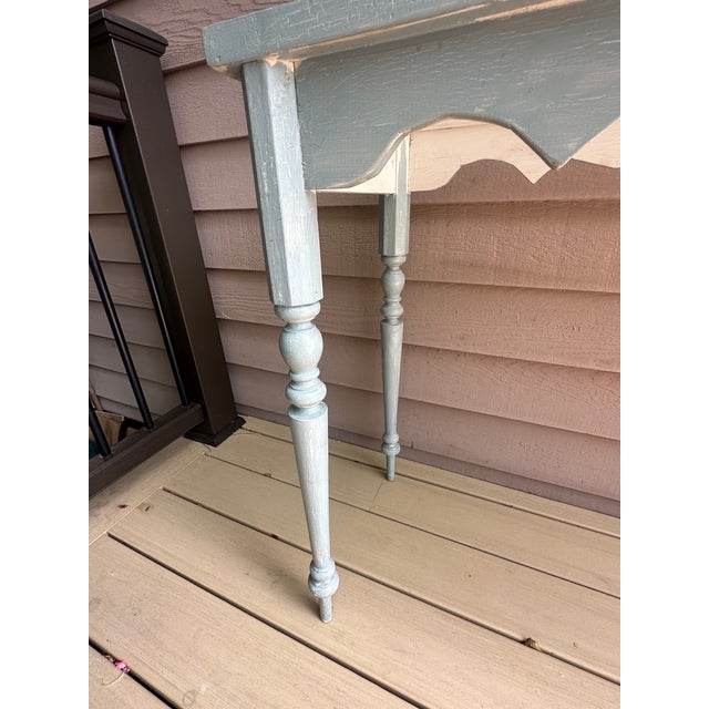 Vintage Etched Glass Carved Wood Console Table For Sale - Image 12 of 16