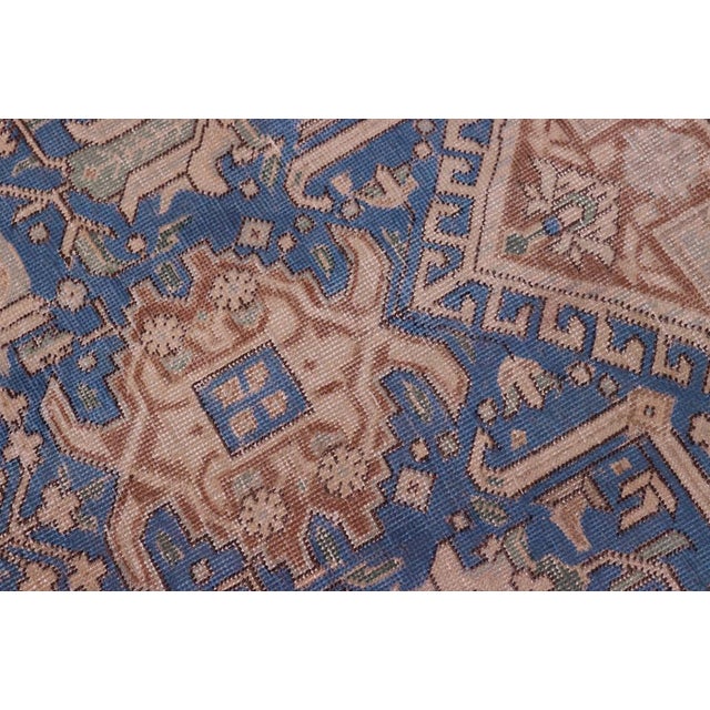 1990s Boho Chic 1990's Vintage Blue/Brown Wool Rug - 8'0'' X 11'2'' For Sale - Image 5 of 10