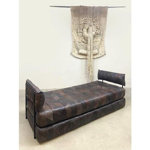Animal Skin Vintage Patchwork Leather Daybed, 1970s For Sale - Image 7 of 9