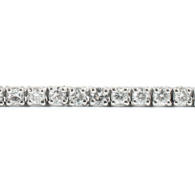 18k White Gold 7.00ct Round Diamond 4 Prongs Tennis Chain Matinee Necklace For Sale In Houston - Image 6 of 8
