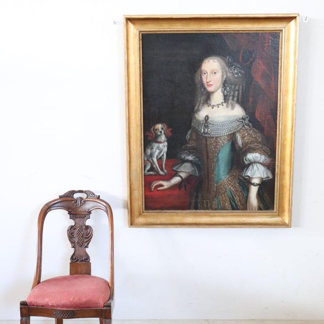 Portrait of Anna Maria Luisa d'Orléans, 17th Century, Oil Painting on Canvas, Framed For Sale - Image 14 of 18