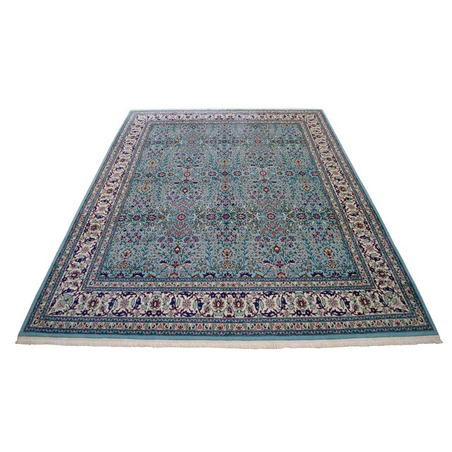 Textile 1980s Vintage Hand Knotted Turkish Rug Hereke Carpet - 7′1″ × 9′6″ For Sale - Image 7 of 18