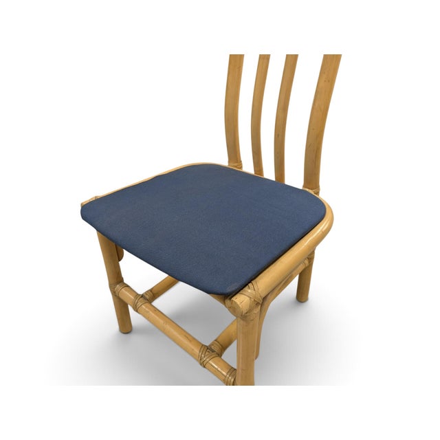 High-Back Bamboo Dining Chairs, 1970s, Set of 5 For Sale - Image 9 of 12