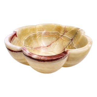 Rare Hand-Carved Floral Onyx Vessel Sink | Luxury Natural Stone Vanity Basin For Sale