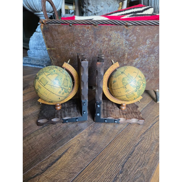 Brown Pair of Vintage Globe Bookends For Sale - Image 8 of 9
