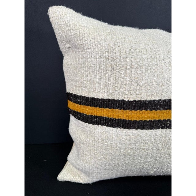 Turkish Hemp Pillow Cushion Natural Beige Black Cushion Cover 20"x20" #30591 Enhance your home decor with our Kilim Pillow...