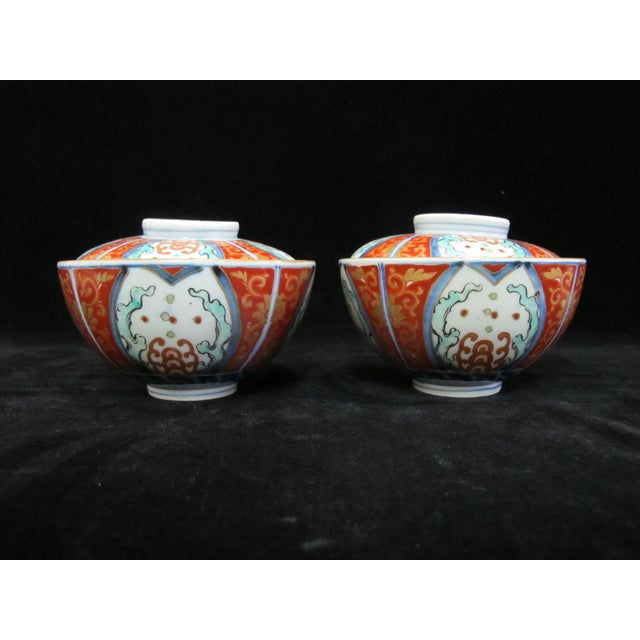 Japanese Imari Porcelain Covered Rice or Soup Bowl With Lid Set of 5 For Sale - Image 13 of 18