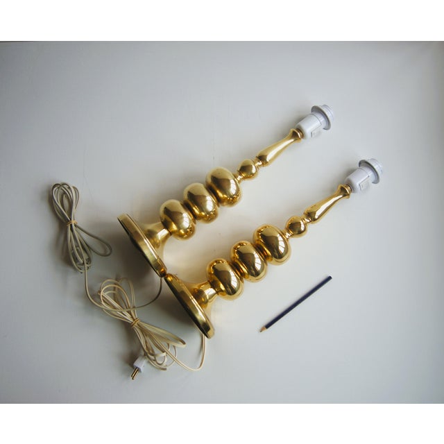 1960s Pair of Large "Stacked Ball" Brass Table Lamps From Frandsen Denmark. Mid-Century Hollywood Regency 1960s. For Sale - Image 5 of 12