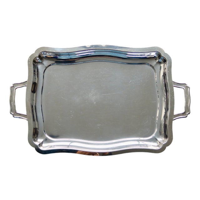Vintage Rectangular Bistro Tray in Silver Metal, 1970s For Sale