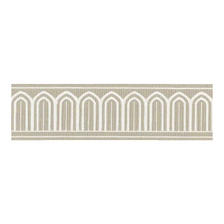Sample - Schumacher X Miles Redd Arches Embroidered Tape Medium in Taupe For Sale