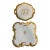 1970s Pair of White and Gold Ceramic Monogrammed Plates For Sale