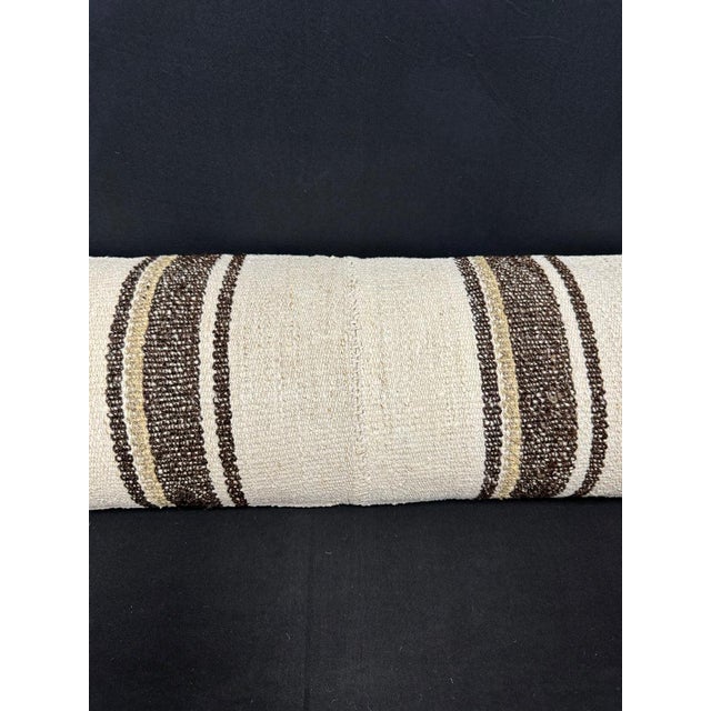 Contemporary Turkish Hemp Pillow Cushion Natural Beige Brown Cushion Cover 12x46 For Sale - Image 3 of 4