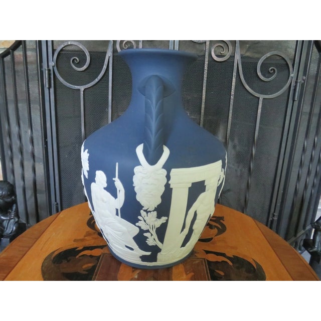 Blue Wedgwood Portland Blue Jasperware Full-Size Portland Vase Phrygian Cap Le 50 For Sale - Image 8 of 12