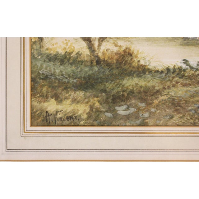 Late 19th Century English Watercolor Scene of Cows and a River by A. Vincent For Sale - Image 4 of 5