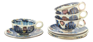 Ceramic Teacups and Saucers from Kähler, Denmark, 1930s-1940s, Set of 8
