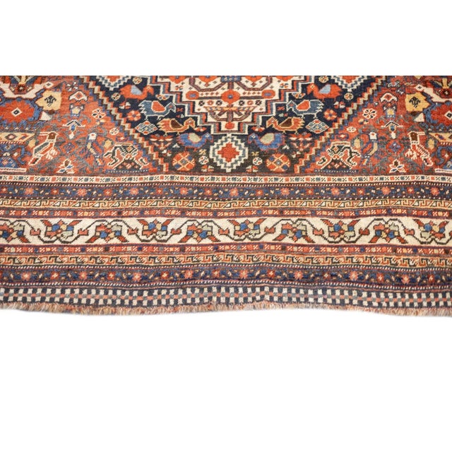 Ivory Late 18th Century Antique Persian Qashqai Rug 5'10'' x 8'2'' For Sale - Image 8 of 12