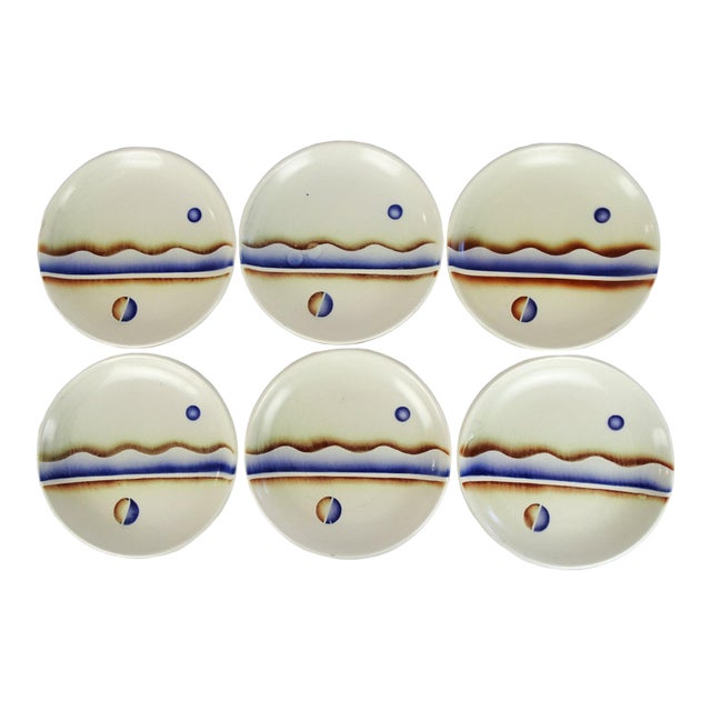 Antique 1920's French Art Deco Porcelain Plates - Set of 6 For Sale