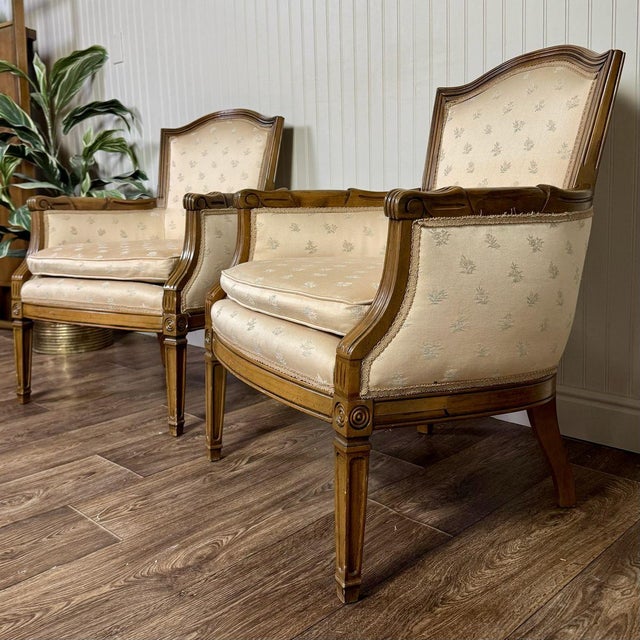 Vintage Mid-Century Directoire-Style Bergère Armchairs For Sale - Image 4 of 14